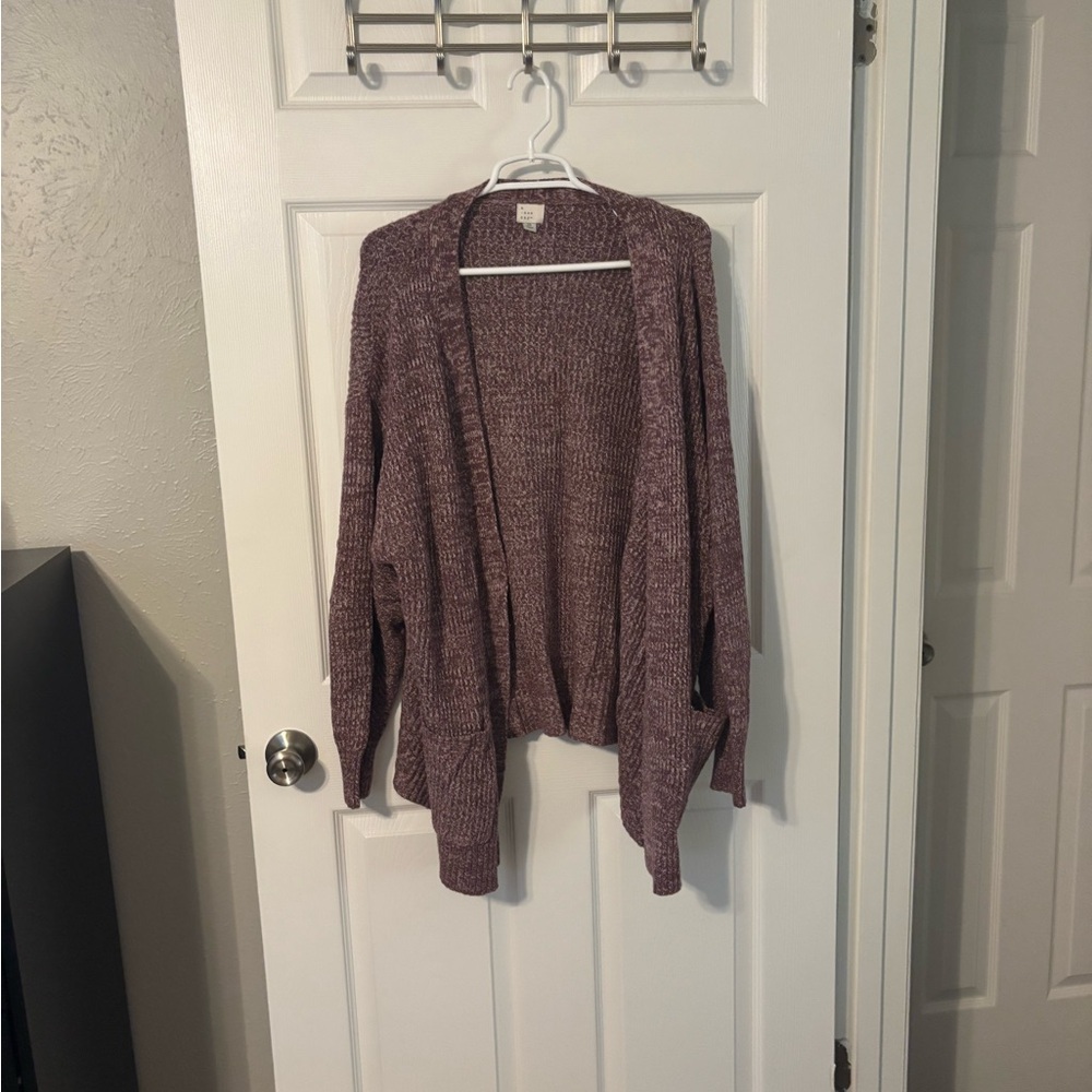 a new day Mauve/burgundy Open-Front Knit Cardigan